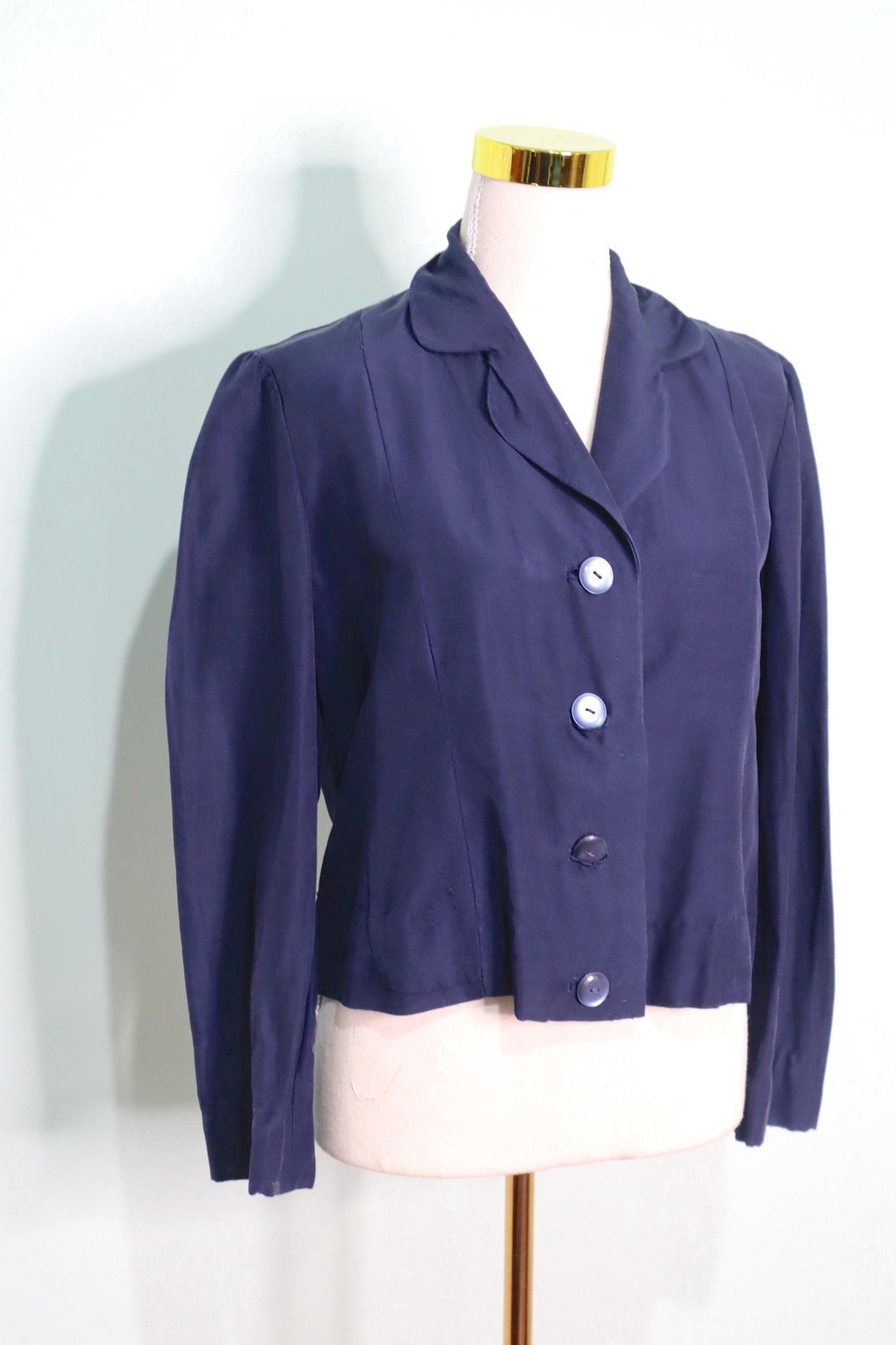 Vintage 1960s Navy Blazer: Mod Style Nautical Cotton Jacket, Size M, foto 2 de 5