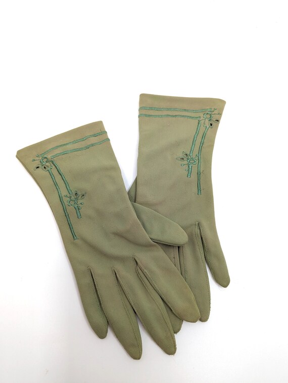 Vintage 60s Gloves, 1960s Green Gloves, 60s Wrist… - image 6