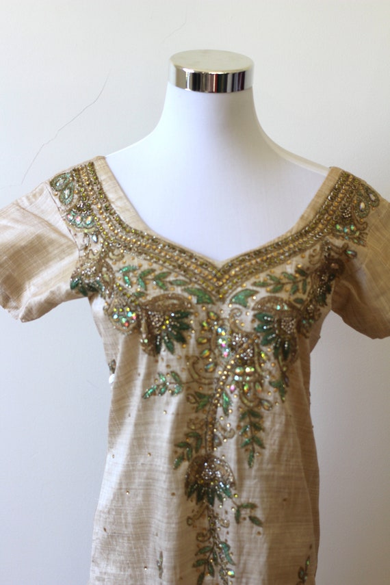 Vintage 1960s Indian Dress, 1970s Boho  Silk Embr… - image 8