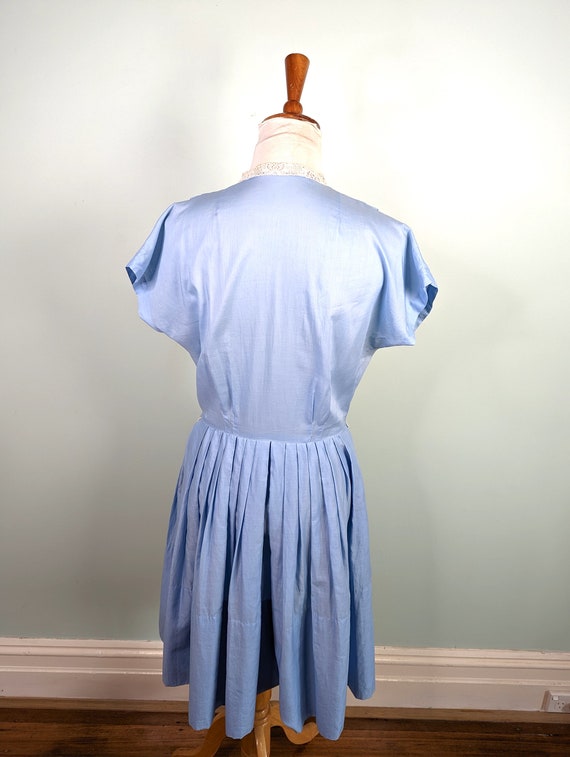 Vintage 50s Dress 1950s Cotton Dress 50s Sky Blue… - image 9