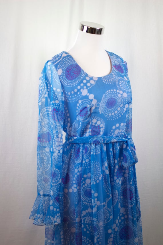 Vintage 1960s 1970s Dress, 60s Blue Dress , 1960s… - image 3