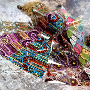 10 colorful Transfer Foils &quot;Hippie style textile 5&quot;