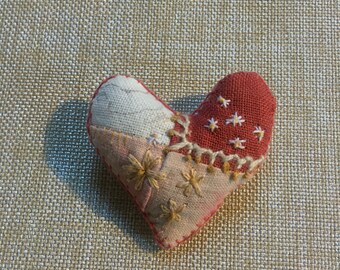 Patchwork Heart Pin - original - OOAK