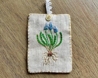 Hyacinth - OOAK - original textile - embroidered art - decor