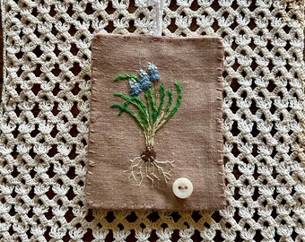 Hyacinth - OOAK - original textile - embroidered art - decor