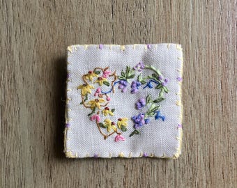 Floral Heart Pin  - original - OOAK - brooch