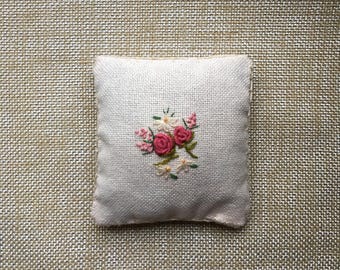 Embroidered Lavender Sachet - original - OOAK