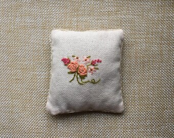 Embroidered Lavender Sachet - original - OOAK