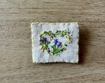 Floral Heart Wreath Pin  - original - OOAK - brooch