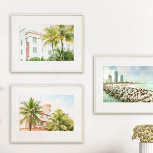 Miami Wall Art, Set of 3 - Unframed Prints | South Beach Decor, Art Deco Photography, Architectural Art, Miami Beach Artwork | Many Sizes