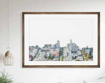 San Francisco Photography, Many Sizes Avail | San Francisco Skyline Art Print, Pastel Decor, Urban Art, Travel Print, Lombard St "Going Up"