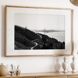 San Francisco-kunst, zwart-witfotografie, Golden Gate Bridge-print, Marin Headlands, reisprint, road Art, muurdecoratie | Vele maten