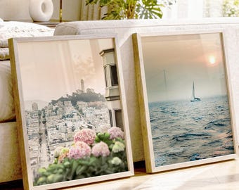 San Francisco Art, Golden Gate Bridge Print, Sailboat Wall Art, Telegraph Hill, California Print Travel Decor  (unframed photography)