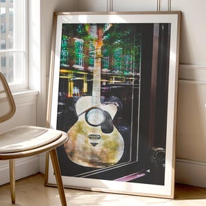 Arte em Nashville, Fotografia Musical, Impressão de Violão, Arte de Rua, Centro de Nashville, Música Country, Arte Musical, Nashville &quot;B String&quot;