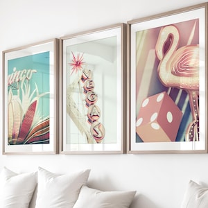 Las Vegas Photography - Unframed Print Set of 3 | Las Vegas Artwork, Vintage Vegas Decor, Downtown Las Vegas Casinos | Many Sizes