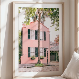 Charleston Print Pink House Art Charleston Windows Southern Home Decor Pastel Charleston Art Cobblestone Street South Carolina Photography