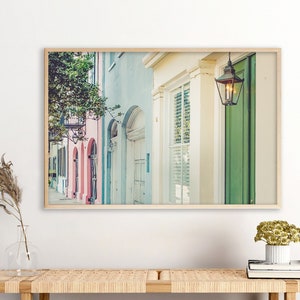 Charleston Wall Art, Rainbow Row Photography Print - Unframed | Charleston Decor, Green and Blue Art | Many Sizes