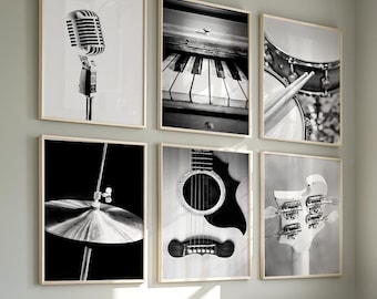 Music Art, Black and White Photography Music Prints Gift for