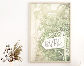 Austin Photography- Unframed, Barton Springs Print, Austin Texas Art, Barton Springs Sign, Pastel Austin, Texas Wall Art | Many Sizes