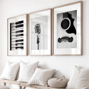 Music Art, Black and White Photography, Print Set of 6, Vintage