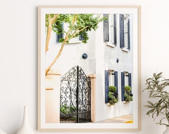 Charleston Art | Photography Print - Unframed | Iron Gate, Window Box, Charleston Gate, Blue, Southern Decor | Pick Your Size