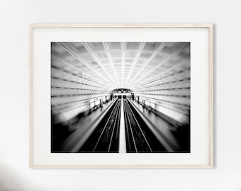 Washington DC Art Print, Black and White Photography, DC Metro Wall Decor, Urban Travel Art, Subway Print | Many Sizes