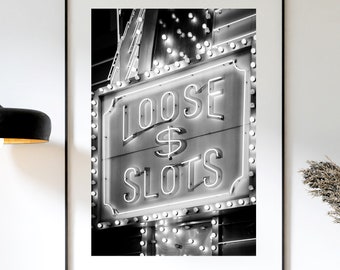 Las Vegas Photography - Unframed | Vintage Vegas Wall Art, Slots Print, Man Cave Decor, Neon Sign Art, Game Room Decor, Canvas | Many Sizes