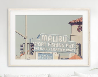 Malibu Photography, Malibu Beach Print Los Angeles Print Pacific Coast Highway Malibu Print California Wall Art PCH Art Vintage Malibu Sign