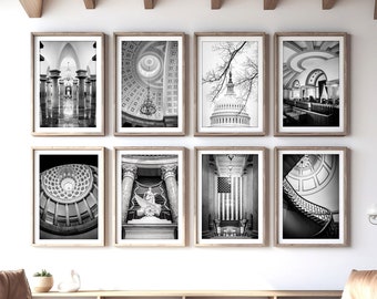 Washington DC Art US Capitol Building Art Washington dc Print Set Gallery Wall DC Black and White Photography Washington Office Art