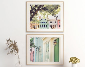 Charleston Photography, Print Set of 2 - Unframed | Rainbow Row Art, Charleston Doors, Southern Home Decor, Pastel Art | Many Sizes