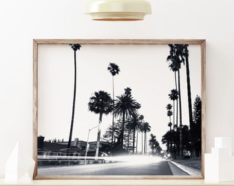 Los Angeles Photography, LA Print, Black and White Photography, Beverly Hills California Wall Art, Palm Trees, Street Scene, Pick Your Size