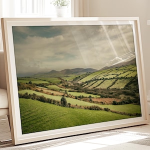 Ireland Print, Cottagecore Wall Art Irish Landscape Photography Countryside Ireland Mountains Moody Green Art Farmhouse Print Dingle