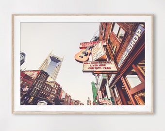 Nashville Photography Print, Nashville Sign, Travel Art, Neon Sign, Nashville Print, Downtown Nashville, Country Music "Record Shop"