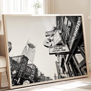 Nashville Wall Art, Nashville Sign Country Music Art Nashville Neon Sign Downtown Nashville Print Broadway Skyline Nashville Photography