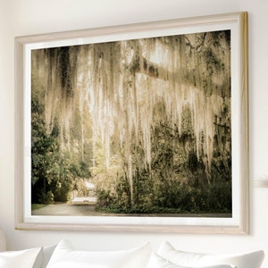 Charleston Print, Lowcountry Wall Art Marsh Print Live Oak Tree Decor Spanish Moss Art Beaufort South Carolina Coastal Decor Romantic Gold