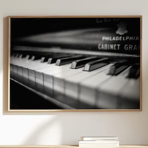 Piano Art, Music Print, Vintage Philadelphia Piano, Black and White Photography, Abstract Music Art, Piano Wall Decor,&quot;Philly Keys&quot;