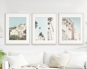 Los Angeles Wall Art, Print Set of 3 | Photography - Unframed | Chateau Marmont, Palm Tree Art, Los Angeles Theater, LA Artwork | Many Sizes