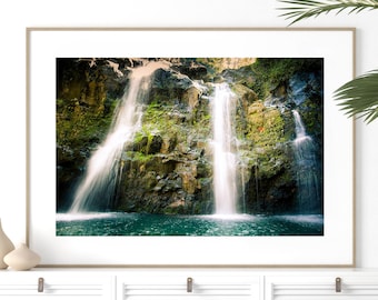 Waterfall Photography, Hawaiian Art - Unframed Print, Maui, Hawaii Decor, Road to Hana, Hawaii Waterfall, Landscape Art | Pick Your Size