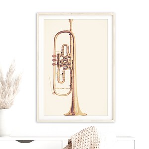 Jazz Print Trumpet Wall Art Music Print Gold Wall Art Horn Print Music Art Vintage Jazz Photography Gift for Musician Music Poster
