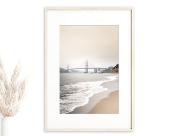 San Francisco Wall Art, Travel Photography, Golden Gate Bridge, Baker Beach Print, Bridge Art, California Decor, Pastel Art | Pick Your Size