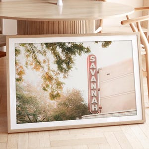 Savannah Georgia Theater Art Vintage Neon Sign Pink Print Savannah GA Print Southern Home Architectural SCAD Gift Savannah Print
