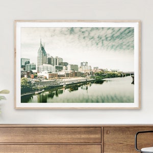 Nashville Wall Art Nashville Skyline Country Music Print Downtown Nashville Large Travel Art  Cumberland River Urban Wall Art Tennessee Art