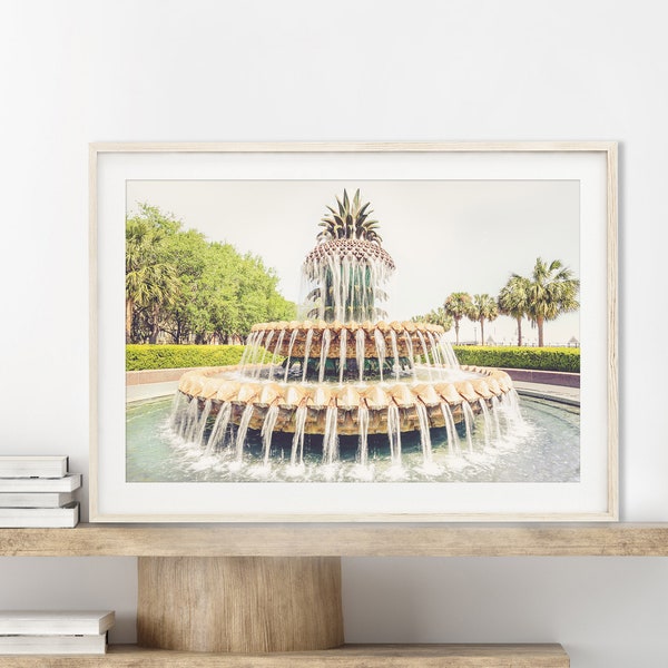 Charleston Wall Art, Pineapple Fountain | Photography -Unframed | Charleston Pineapple Print, Southern Home | Pick Your Size