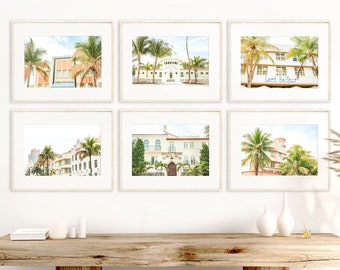 Miami Wall Art, Print Set of 6, South Beach Photography - Unframed | Art Deco Decor, Pastel Miami Artwork, Florida Coastal Decor |Many Sizes