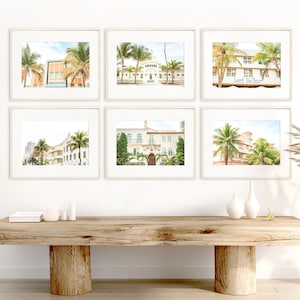 Miami Wall Art, Print Set of 6, South Beach Photography - Unframed | Art Deco Decor, Pastel Miami Artwork, Florida Coastal Decor |Many Sizes