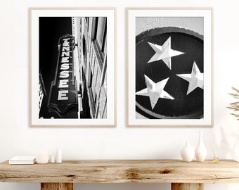 Knoxville Tennessee Wall Art, Print Set of 2 | Photography - Unframed | Tennessee Sign, Star Flag, Knoxville Home Decor | Many Sizes