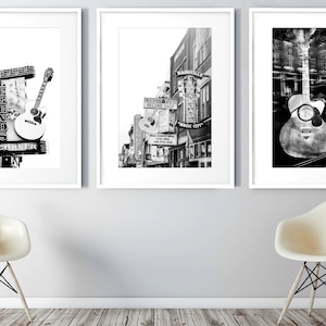 Nashville Wall Art, Set of 3 Photo Prints, Downtown Nashville Decor, Urban Photography, Country Music Art, Neon Sign, Poster, Pick Your Size