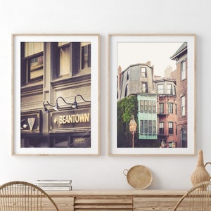 Boston Wall Art, Boston Photography Print Set of 2 - Unframed, New England Wall Decor, Beantown Sign, Beacon Hill Decor | Pick Your Size