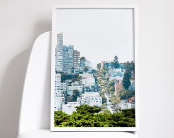 San Francisco Wall Art, Lombard Street Photography Print, Pick Your Size | Skyline, Pastel Decor, Road Art, Travel Art "Hills and Curves"