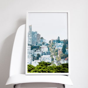 San Francisco Wall Art, Lombard Street Photography Print, Pick Your Size | Skyline, Pastel Decor, Road Art, Travel Art "Hills and Curves"